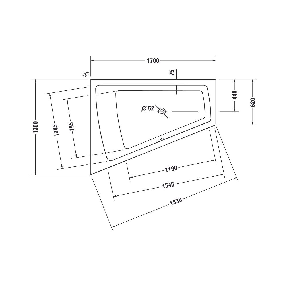 Duravit Paiova Badewanne 485x1300x1700mm, 235l, Weiß glänzend, Trapezförmig, E... DURAVIT-700214000000000 4021534586798 (Abb. 9)