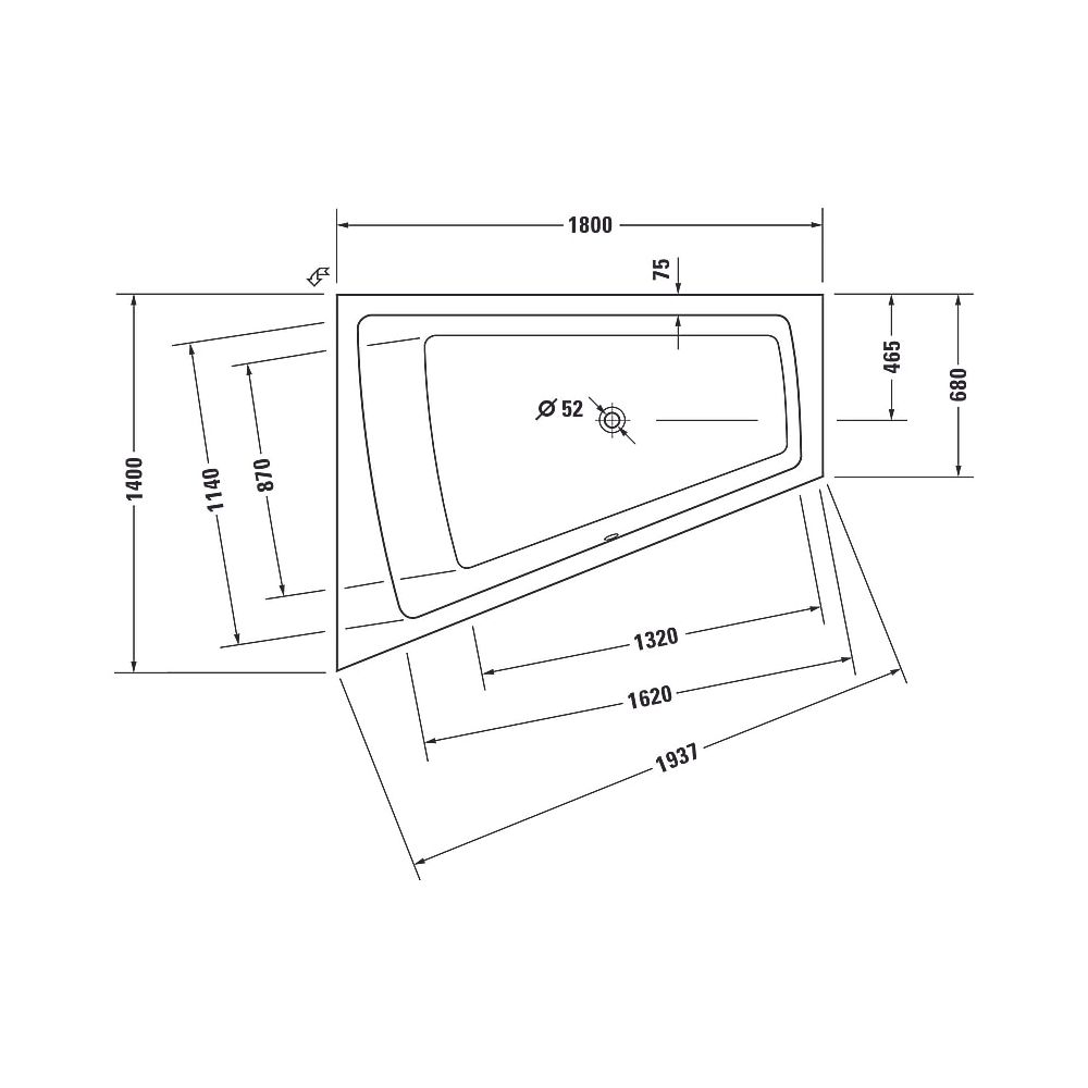 Duravit Paiova Badewanne 485x1400x1800mm, 315l, Weiß glänzend, Trapezförmig, E... DURAVIT-700216000000000 4021534586811 (Abb. 6)