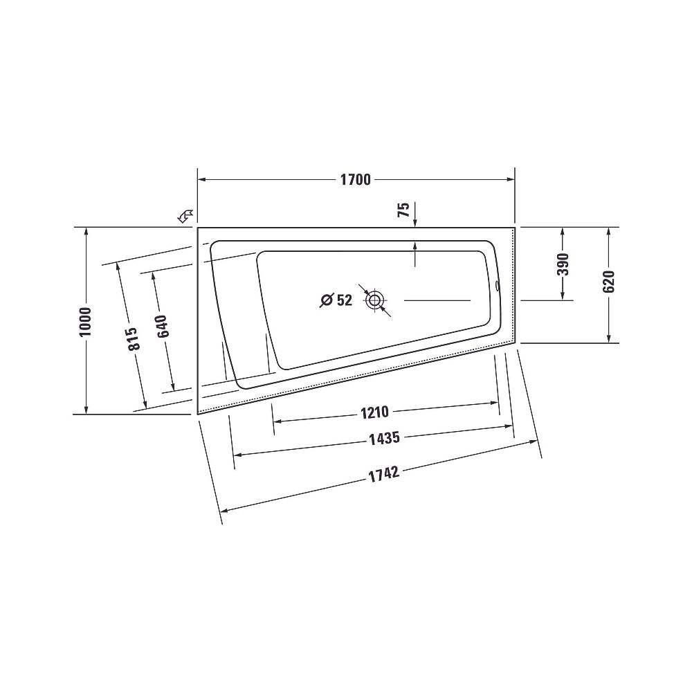 Duravit Paiova Badewanne 480x1000x1700mm, 170l, Weiß glänzend, Trapezförmig, E... DURAVIT-700264000000000 4021534640179 (Abb. 6)