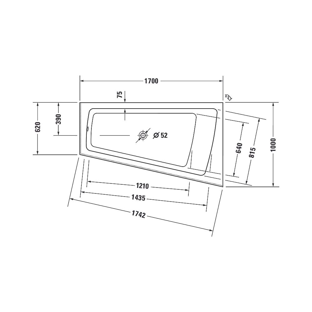 Duravit Paiova Badewanne 480x1000x1700mm, 170l, Weiß glänzend, Trapezförmig, E... DURAVIT-700265000000000 4021534640186 (Abb. 4)
