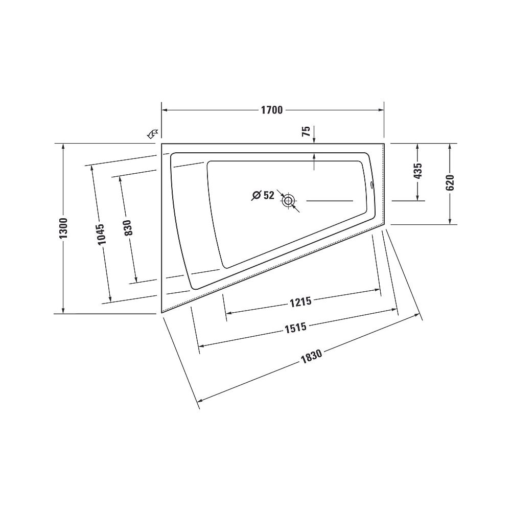 Duravit Paiova Badewanne 480x1300x1700mm, 225l, Weiß glänzend, Trapezförmig, ... DURAVIT-700266000000000 4021534640193 (Abb. 10)