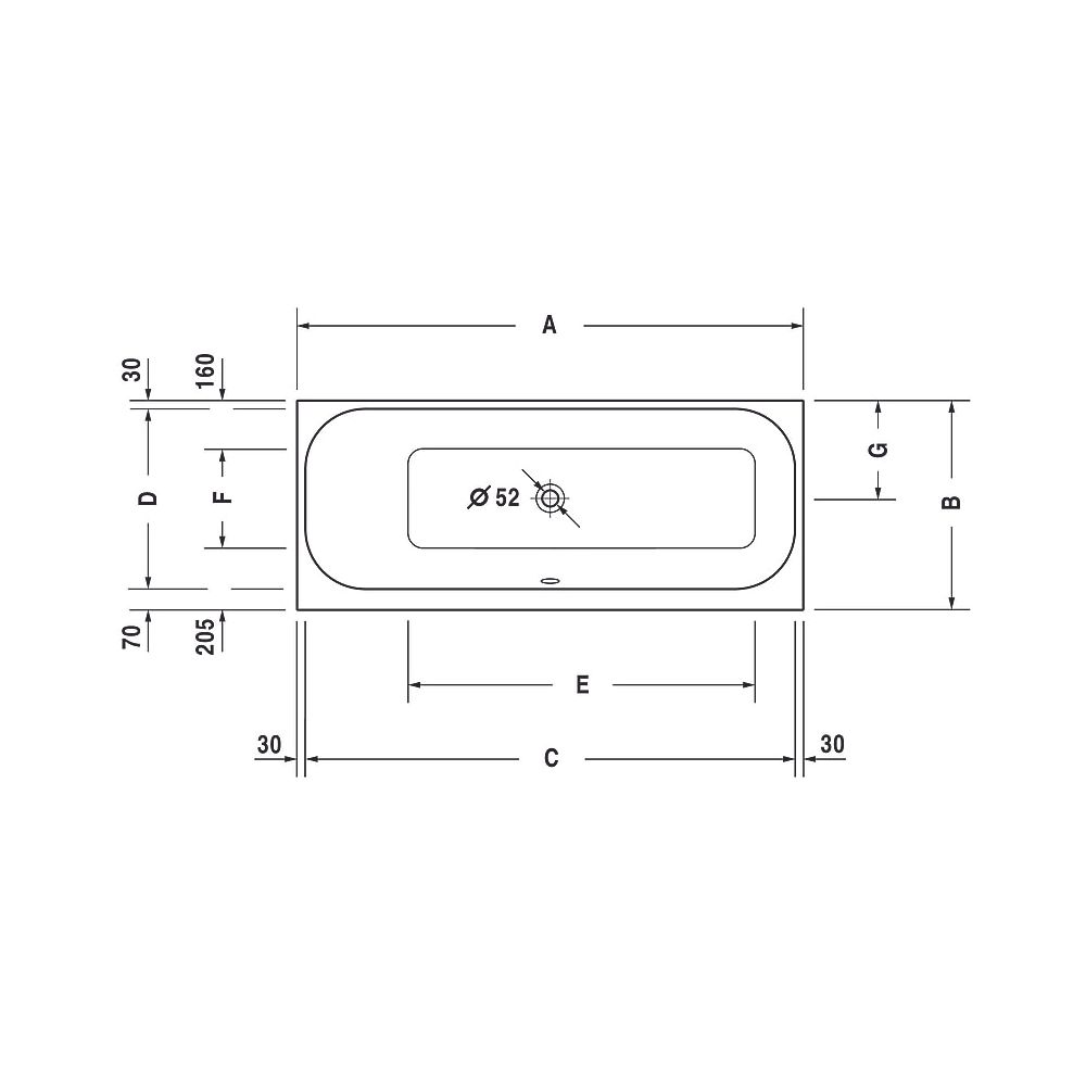 Duravit Happy D.2 Plus Badewanne 480x700x1600mm, 145l, Weiß glänzend, Rechteck... DURAVIT-700308000000000 4021534874239 (Abb. 6)