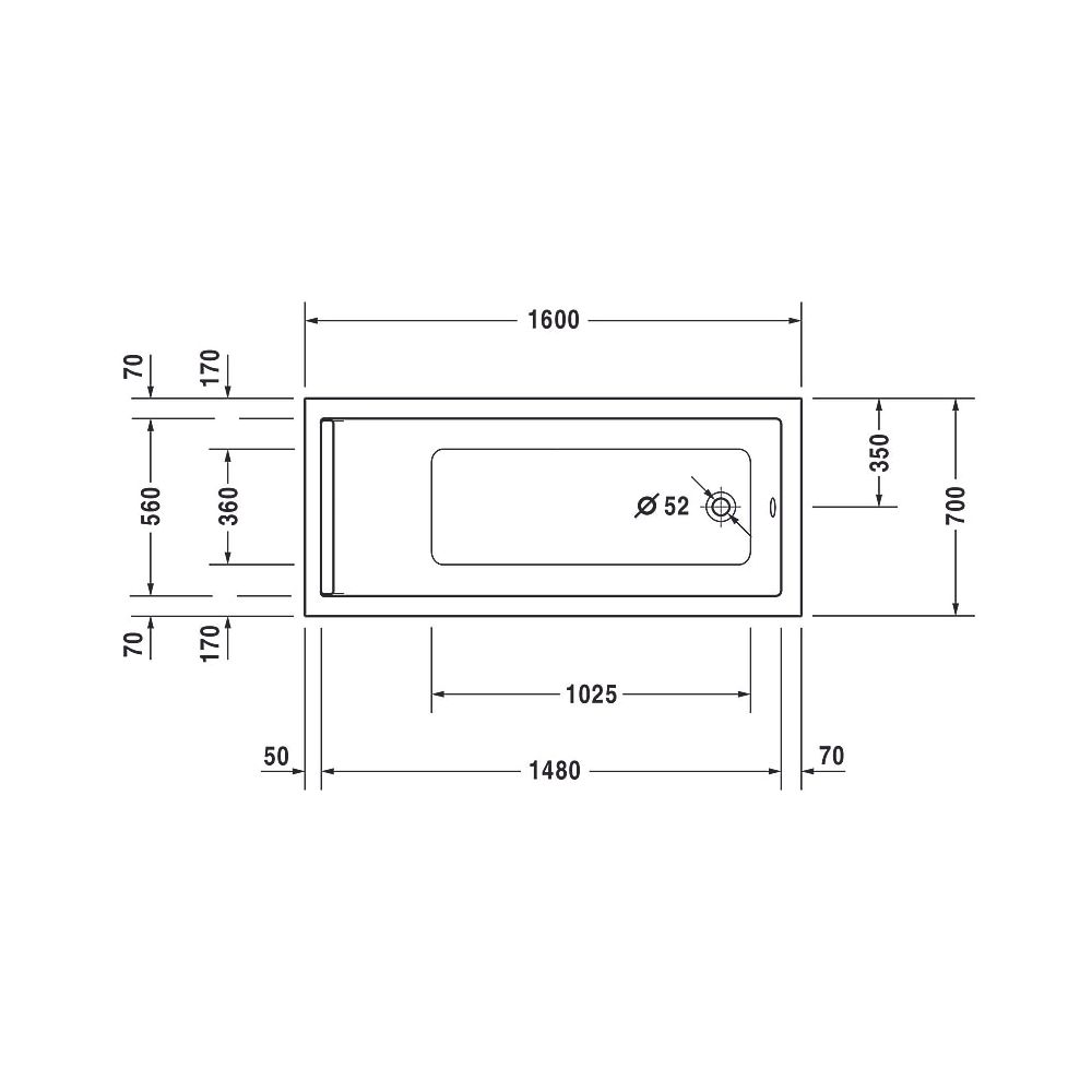 Duravit Starck Wannen Badewanne 480x700x1600mm, 135l, Weiß glänzend, Rechtecki... DURAVIT-700333000000000 4021534894664 (Abb. 9)