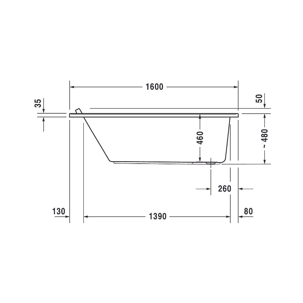 Duravit Starck Wannen Badewanne 480x700x1600mm, 135l, Weiß glänzend, Rechteck... DURAVIT-700333000000000 4021534894664 (Abb. 11)