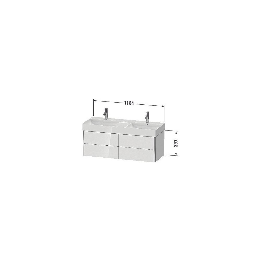 Duravit XSquare Waschtischunterbau wandh. 460x1184x397mm Weiß Hochglanz, Grifflos,... DURAVIT-XS416402222 4053424706412 (Abb. 3)