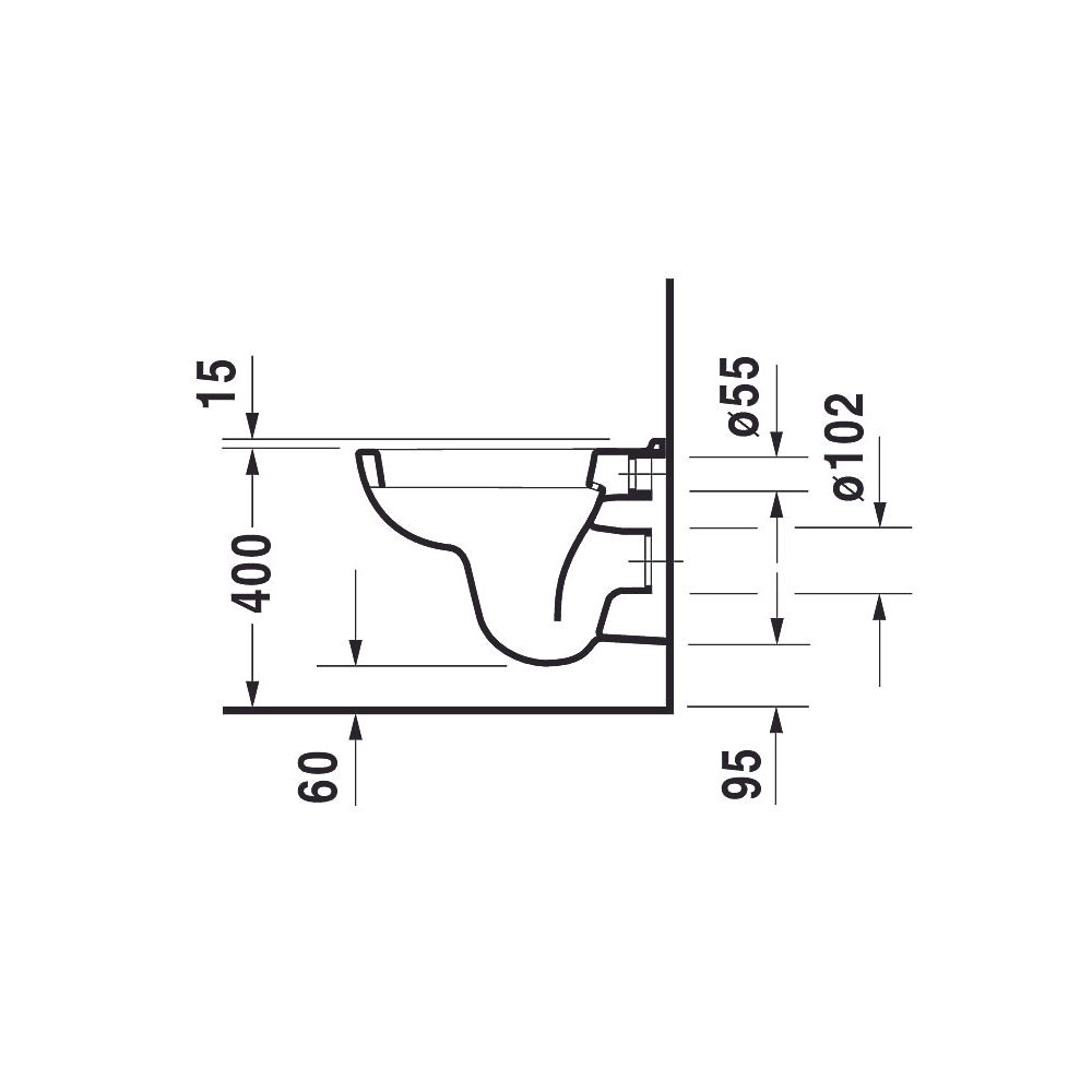Duravit D-Code Wand-WC 480x350x355mm, Weiß Hochglanz, 6l, Tiefspüler, halb, waager... DURAVIT-2211090000 4021534344237 (Abb. 22)