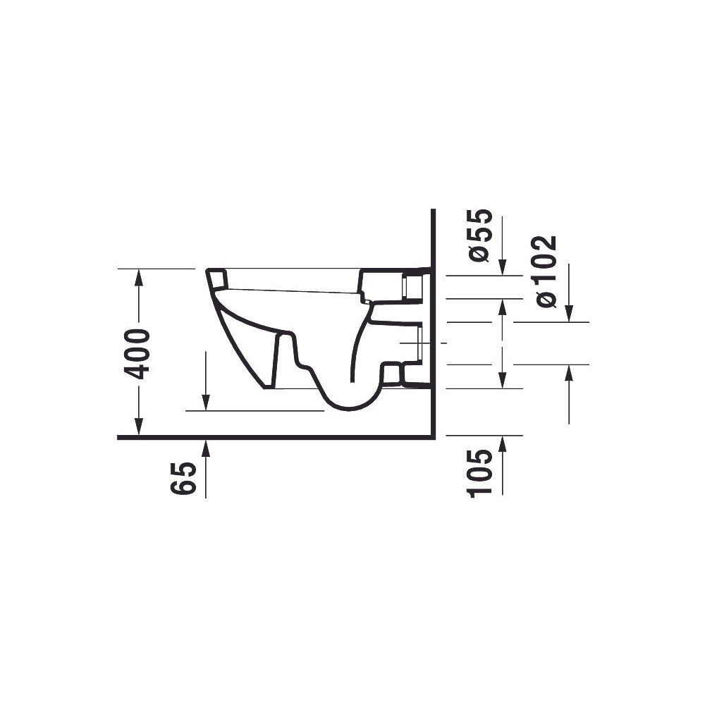 Duravit Happy D.2 Wand-WC 540x365x335mm, Weiß Hochglanz, 4,5l, WonderGliss, Tiefsp... DURAVIT-22210900001 4021534848933 (Abb. 8)