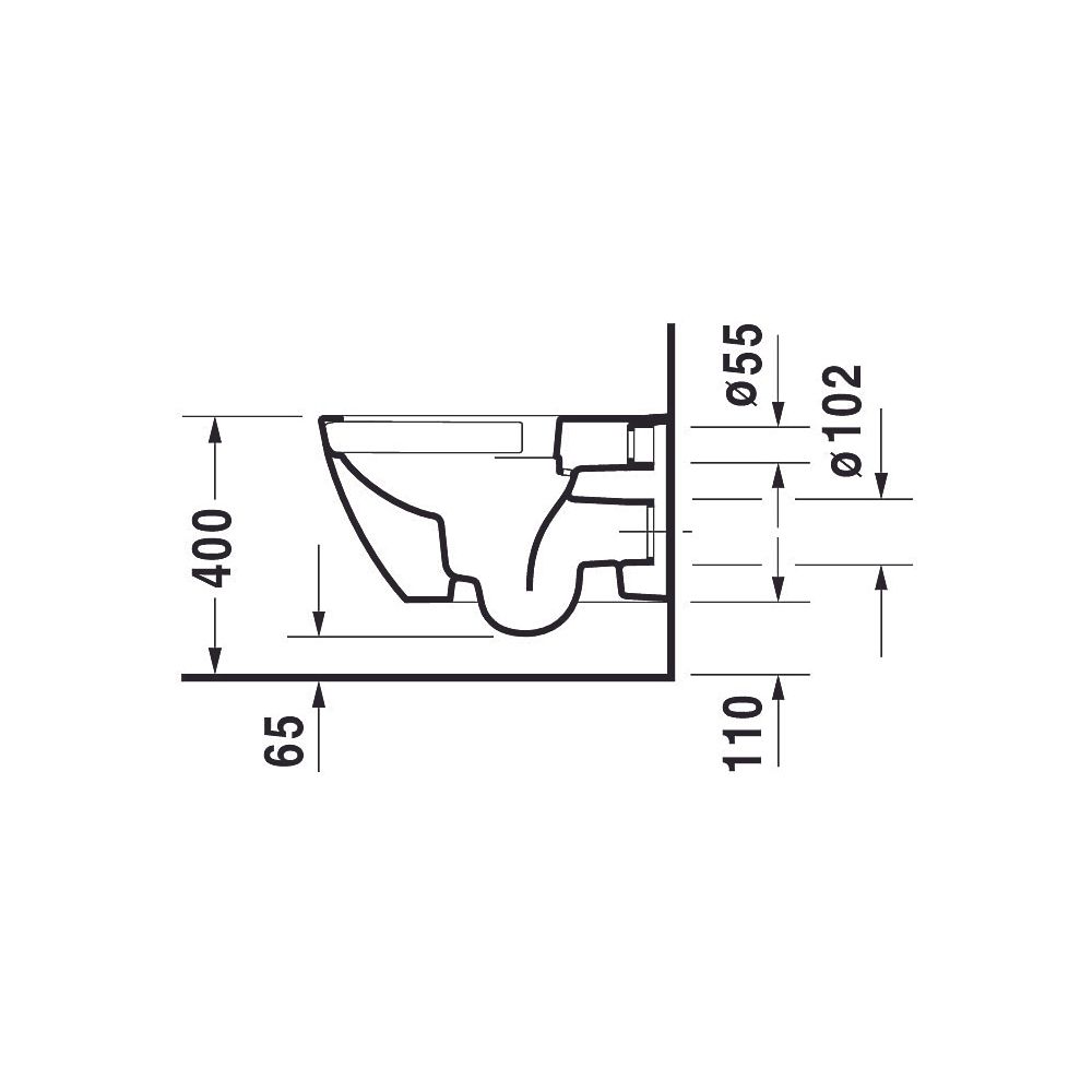 Duravit Happy D.2 Wand-WC 540x365x335mm, Weiß Hochglanz, 4,5l, WonderGliss, Tiefs... DURAVIT-22220900001 4021534953231 (Abb. 20)