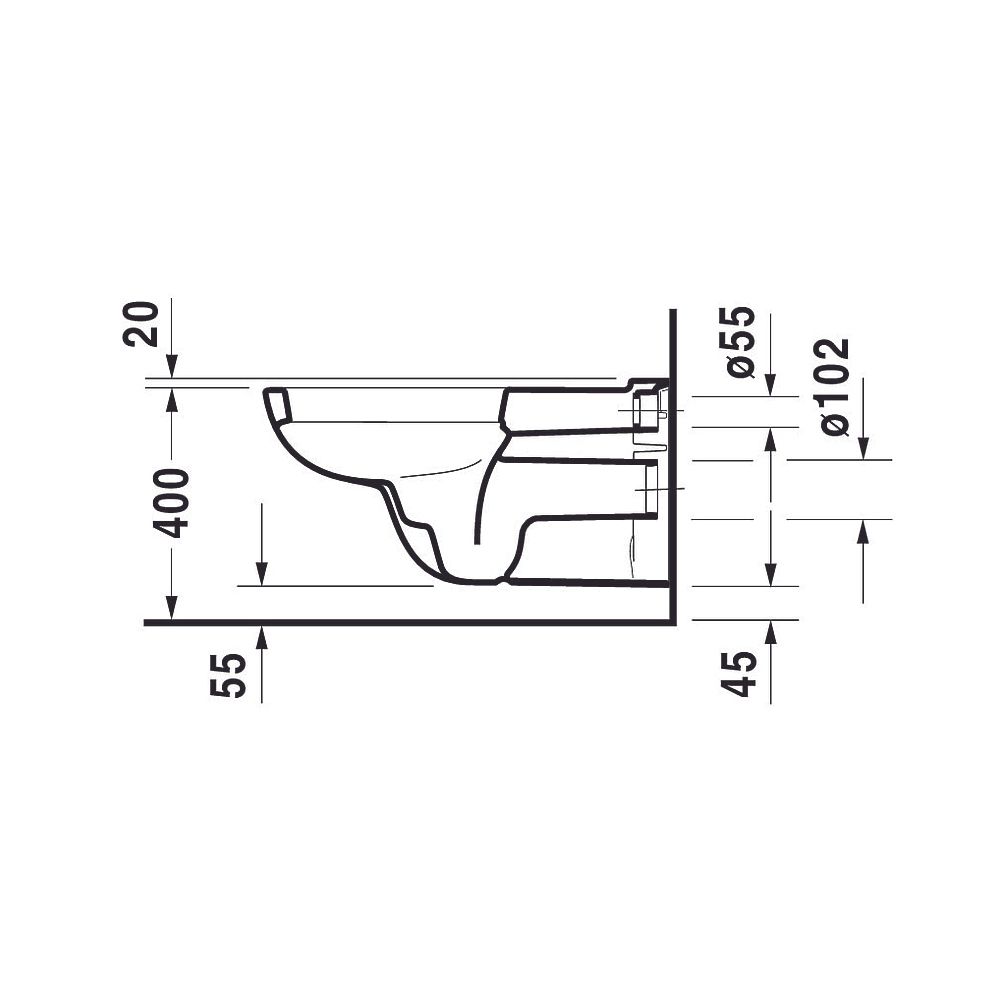 Duravit D-Code Wand-WC 700x360x365mm, Weiß Hochglanz, 4,5l, Tiefspüler, geschlosse... DURAVIT-2228090000 4021534822377 (Abb. 12)