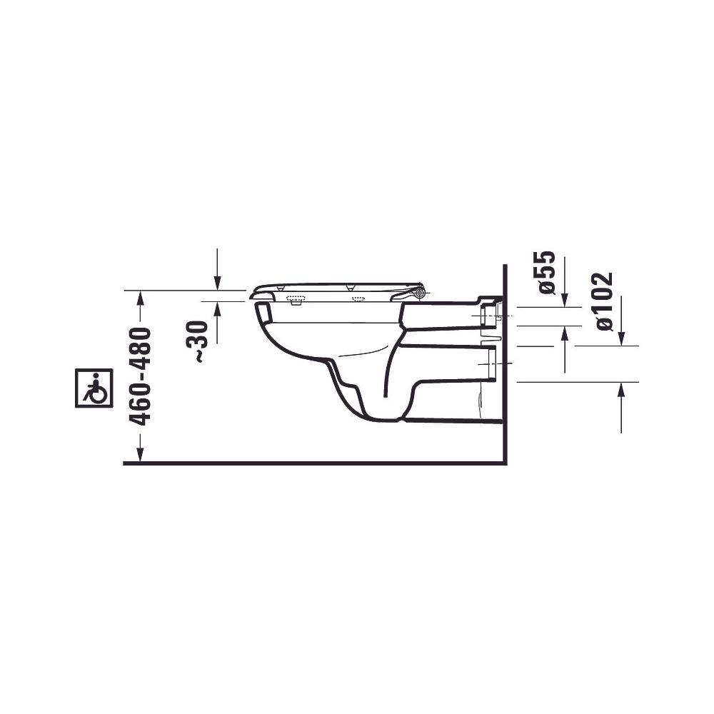Duravit D-Code Wand-WC 700x360x365mm, Weiß Hochglanz, 4,5l, Tiefspüler, geschlosse... DURAVIT-2228090000 4021534822377 (Abb. 13)
