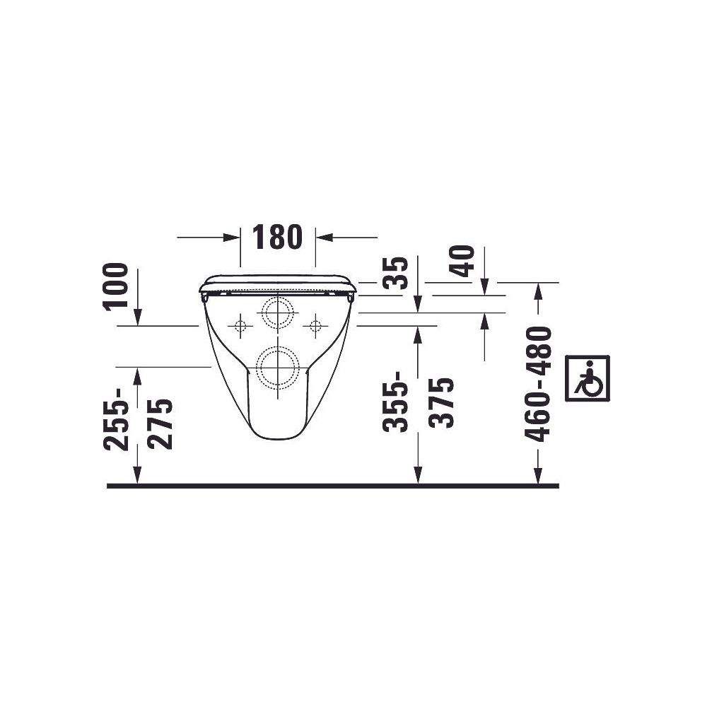 Duravit D-Code Wand-WC 700x360x365mm, Weiß Hochglanz, 4,5l, Tiefspüler, geschlosse... DURAVIT-2228090000 4021534822377 (Abb. 15)