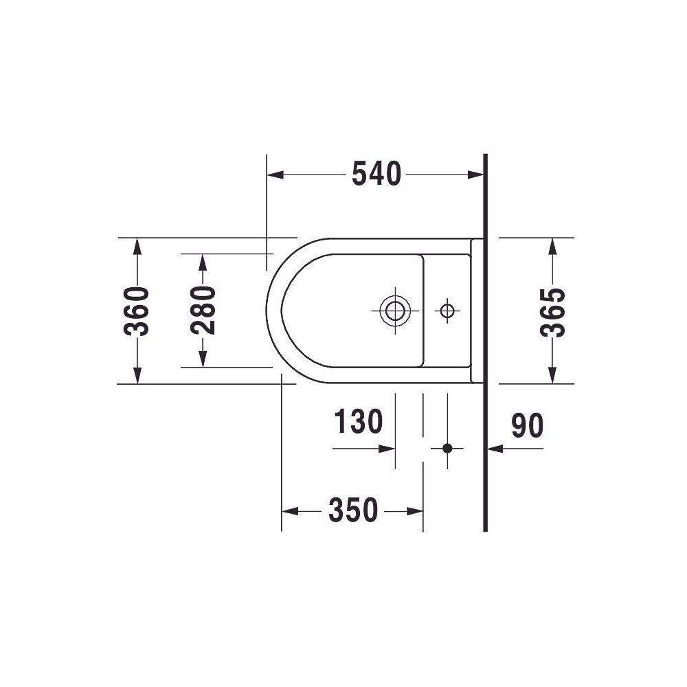 Duravit Starck 3 Wandbidet 540x355x320mm, Weiß Hochglanz, WonderGliss, 1 HL, mit H... DURAVIT-22301500001 4021534223723 (Abb. 7)