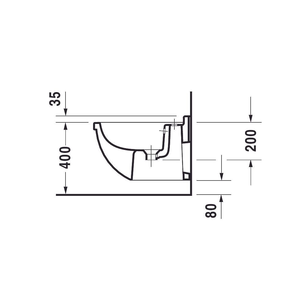 Duravit Starck 3 Wandbidet 540x355x320mm, Weiß Hochglanz, WonderGliss, 1 HL, mit H... DURAVIT-22301500001 4021534223723 (Abb. 8)