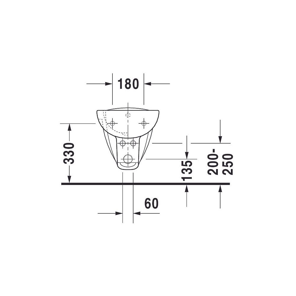 Duravit D-Code Wandbidet 545x355x350mm, Weiß Hochglanz, 1 HL, mit HLB/Überlauf... DURAVIT-2257150000 4021534863042 (Abb. 12)