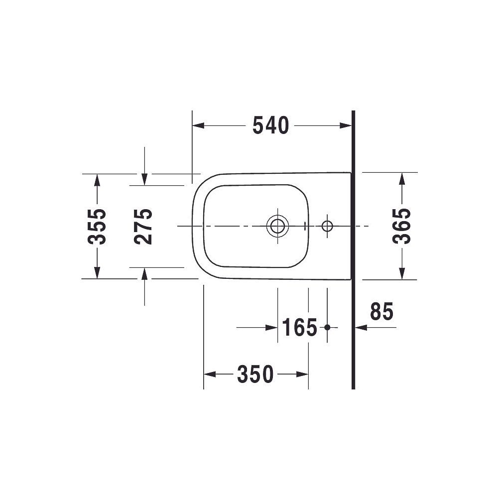 Duravit Happy D.2 Wandbidet 540x365x285mm, Weiß Hochglanz, 1 HL, HLB, Überlauf, ver... DURAVIT-2258150000 4021534855870 (Abb. 6)