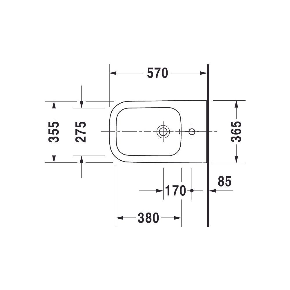 Duravit Happy D.2 Stand Bidet 570x365x400mm, Weiß Hochglanz, 1 HL, mit Überlauf, Ba... DURAVIT-2267100000 4021534856082 (Abb. 6)