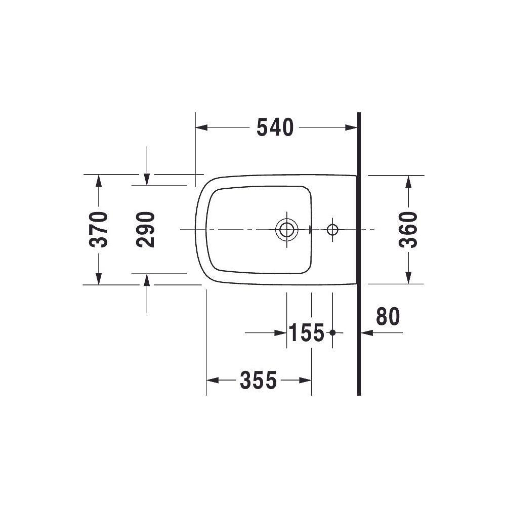 Duravit DuraStyle Wandbidet 540x370x325mm Weiß Hochglanz, WonderGliss, 1 HL, HLB, ... DURAVIT-22871500001 4021534952838 (Abb. 6)