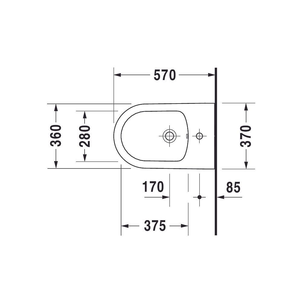 Duravit ME by Starck Wandbidet 570x370x295mm Weiß Seidenmatt, WonderGliss, 1 HL, H... DURAVIT-22881532001 4053424892658 (Abb. 9)