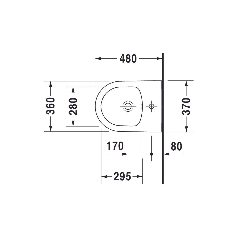 Duravit ME by Starck Wandbidet 480x370x290mm, Weiß Seidenmatt, 1 HL, HLB, Überlauf,... DURAVIT-2290153200 4053424892689 (Abb. 6)