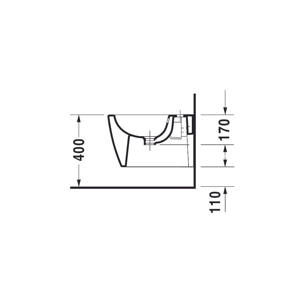 Duravit ME by Starck Wandbidet 480x370x290mm, Weiß Seidenmatt, 1 HL, HLB, Überlauf,... DURAVIT-2290153200 4053424892689 (Abb. 7)