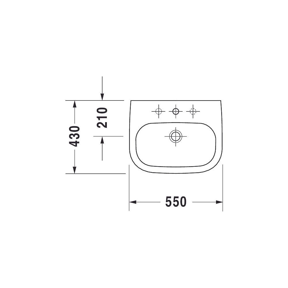 Duravit D-Code Waschtisch 430x550x175mm wandhäng., Weiß Hochglanz, Halbrund, 1 WP ... DURAVIT-2310550000 4021534344060 (Abb. 12)