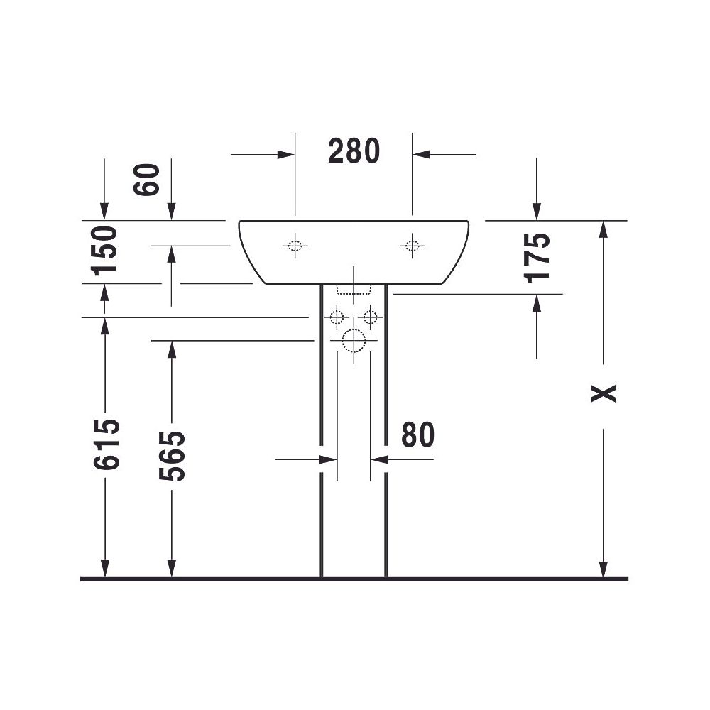 Duravit D-Code Waschtisch 430x550x175mm wandhäng., Weiß Hochglanz, Halbrund, 1 WP ... DURAVIT-2310550000 4021534344060 (Abb. 13)