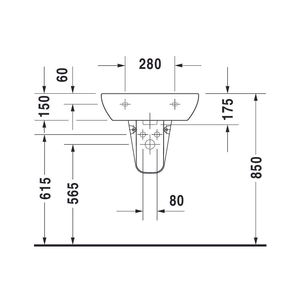 Duravit D-Code Waschtisch 430x550x175mm wandhäng., Weiß Hochglanz, Halbrund, 1 WP ... DURAVIT-2310550000 4021534344060 (Abb. 14)