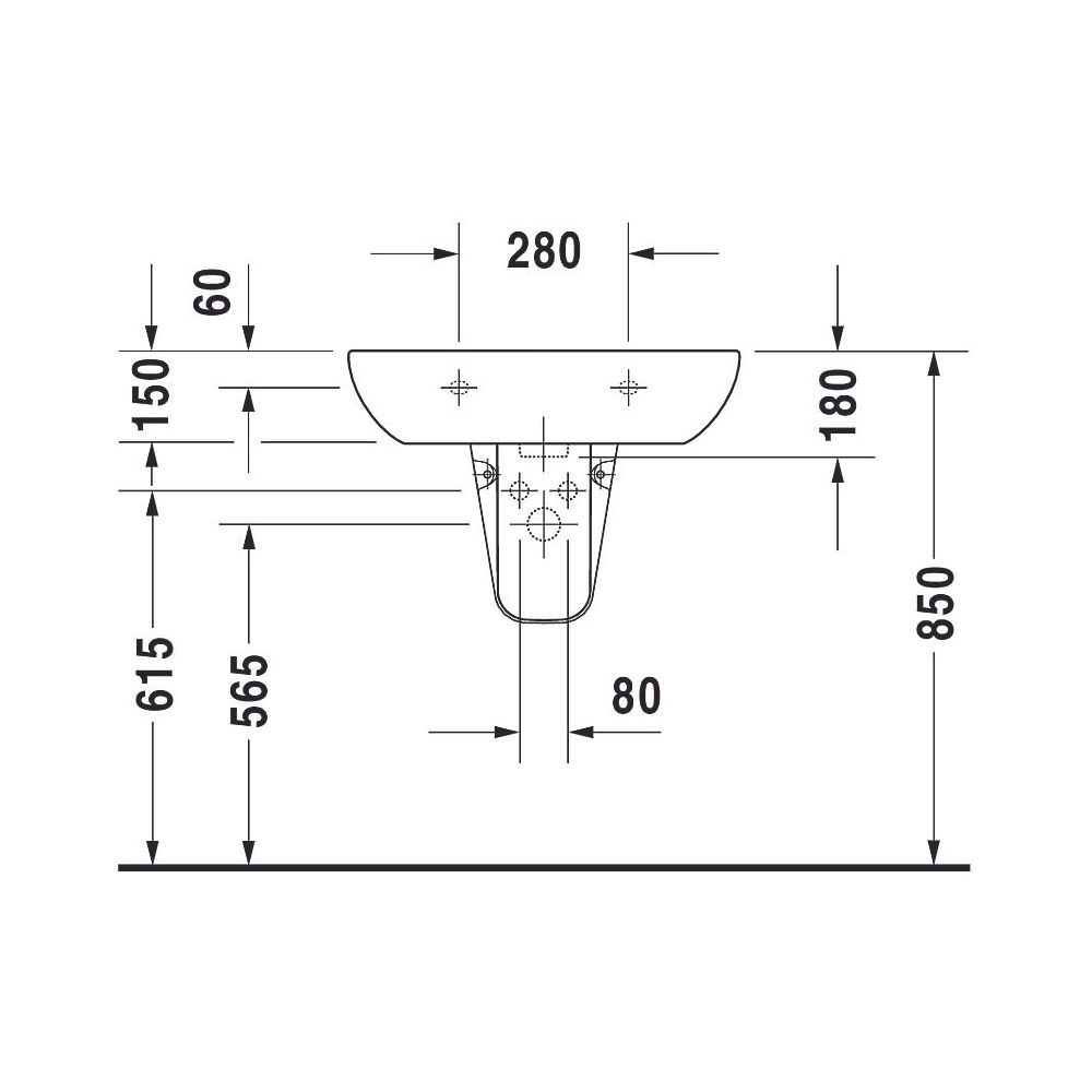 Duravit D-Code Waschtisch 500x650x180mm wandhäng., Weiß Hochglanz, Halbrund, 1 WP ... DURAVIT-2310650000 4021534344046 (Abb. 19)