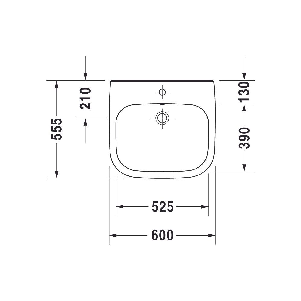 Duravit D-Code Waschtisch 555x600x155mm wandhäng., Weiß Hochglanz, Rechteckig, 1 Wa... DURAVIT-2312600000 4021534686504 (Abb. 6)
