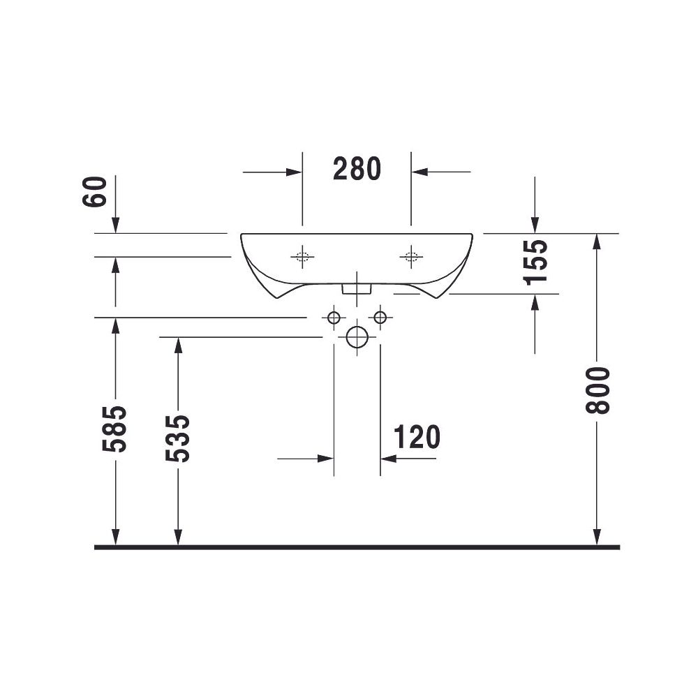 Duravit D-Code Waschtisch 555x600x155mm wandhäng., Weiß Hochglanz, Rechteckig, 1 Wa... DURAVIT-2312600000 4021534686504 (Abb. 8)
