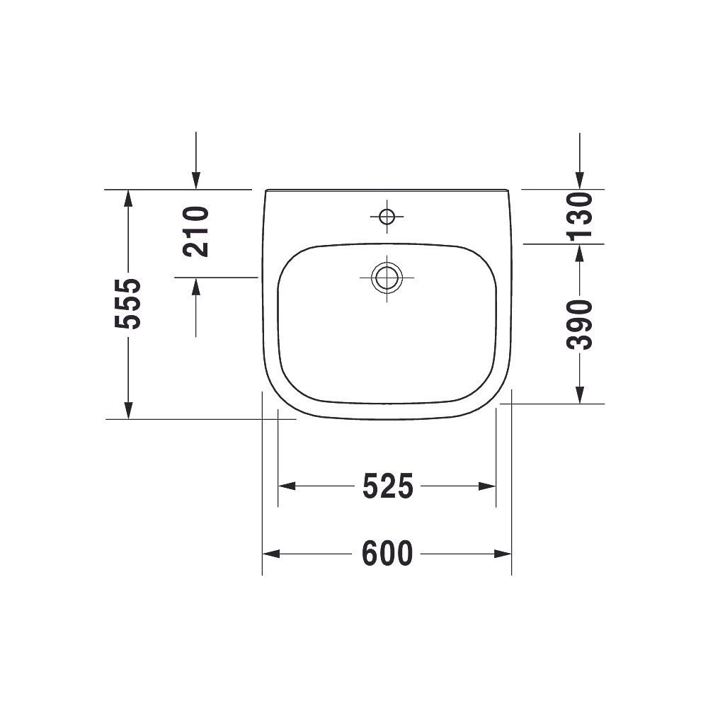 Duravit D-Code Waschtisch 555x600x155mm wandhäng., Weiß Hochglanz, Rechteckig, 1 Wa... DURAVIT-2313600000 4021534686528 (Abb. 5)