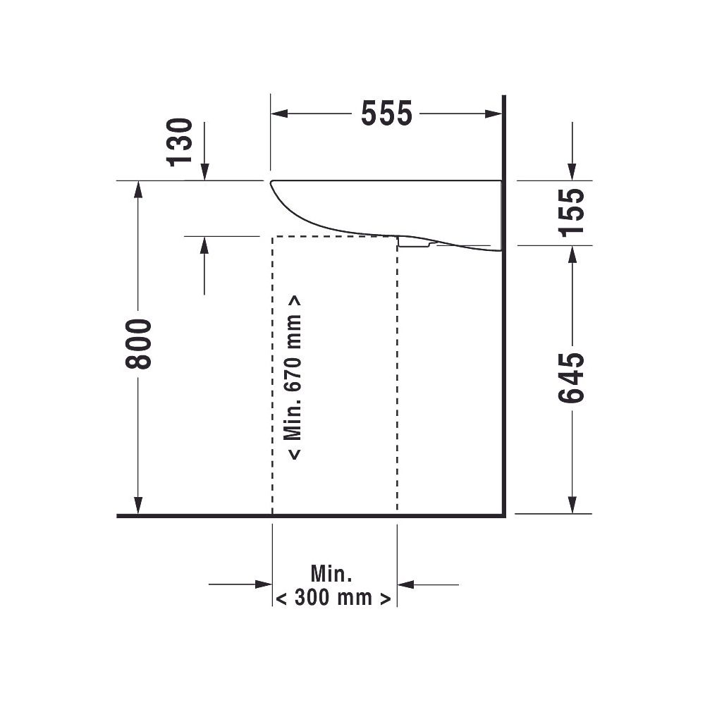 Duravit D-Code Waschtisch 555x600x155mm wandhäng., Weiß Hochglanz, Rechteckig, 1 Wa... DURAVIT-2313600000 4021534686528 (Abb. 6)