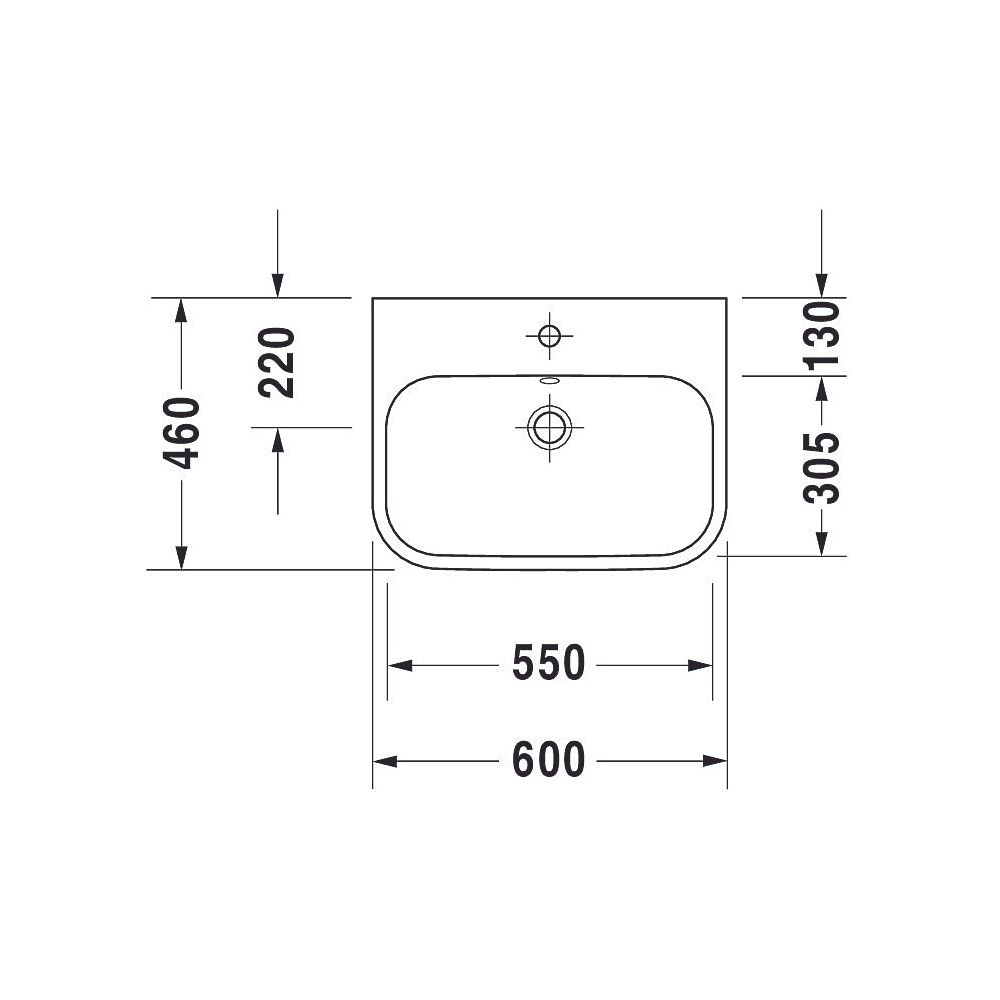 Duravit Happy D.2 Plus Aufsatzbecken 600mm, Weiß Hochglanz, WonderGliss, Rechtecki... DURAVIT-23156000001 4021534843495 (Abb. 4)