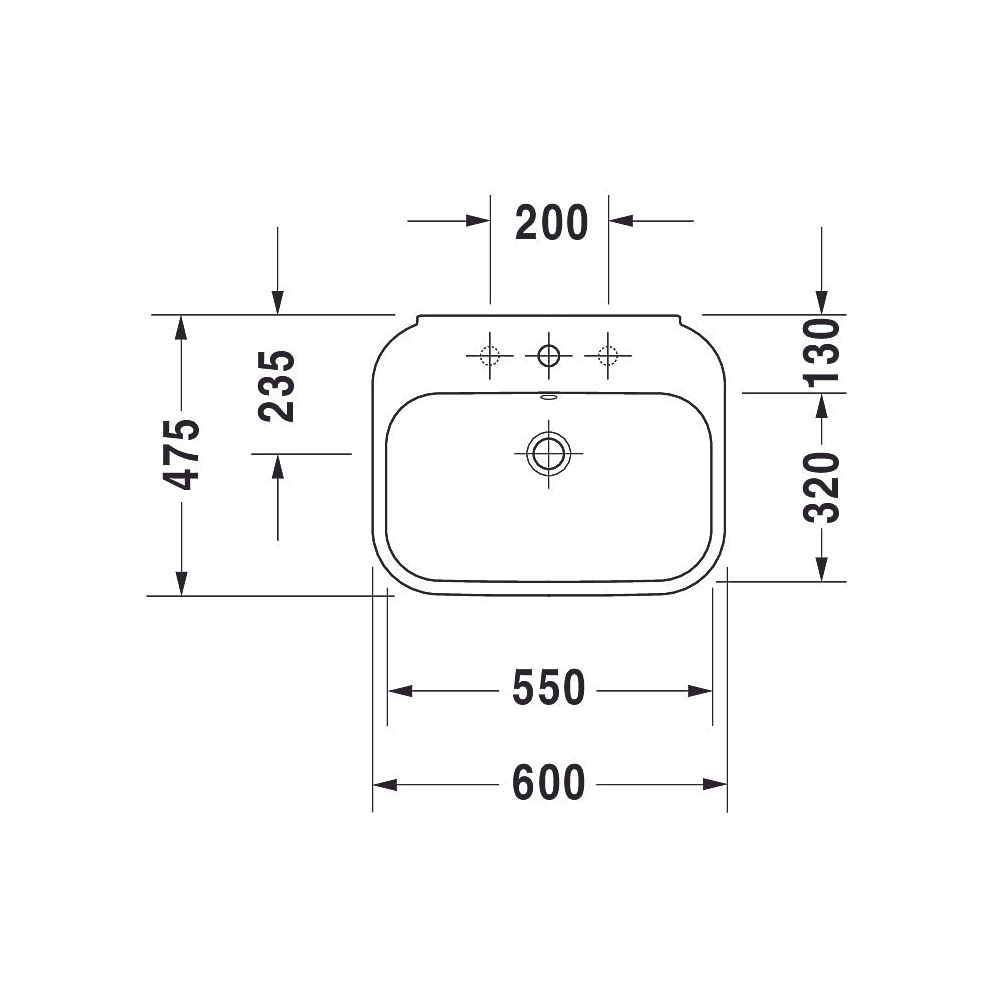 Duravit Happy D.2 Waschtisch 475x600x175mm wandhängend Weiß Hochglanz, Rechteckig,... DURAVIT-23166000001 4021534848797 (Abb. 6)