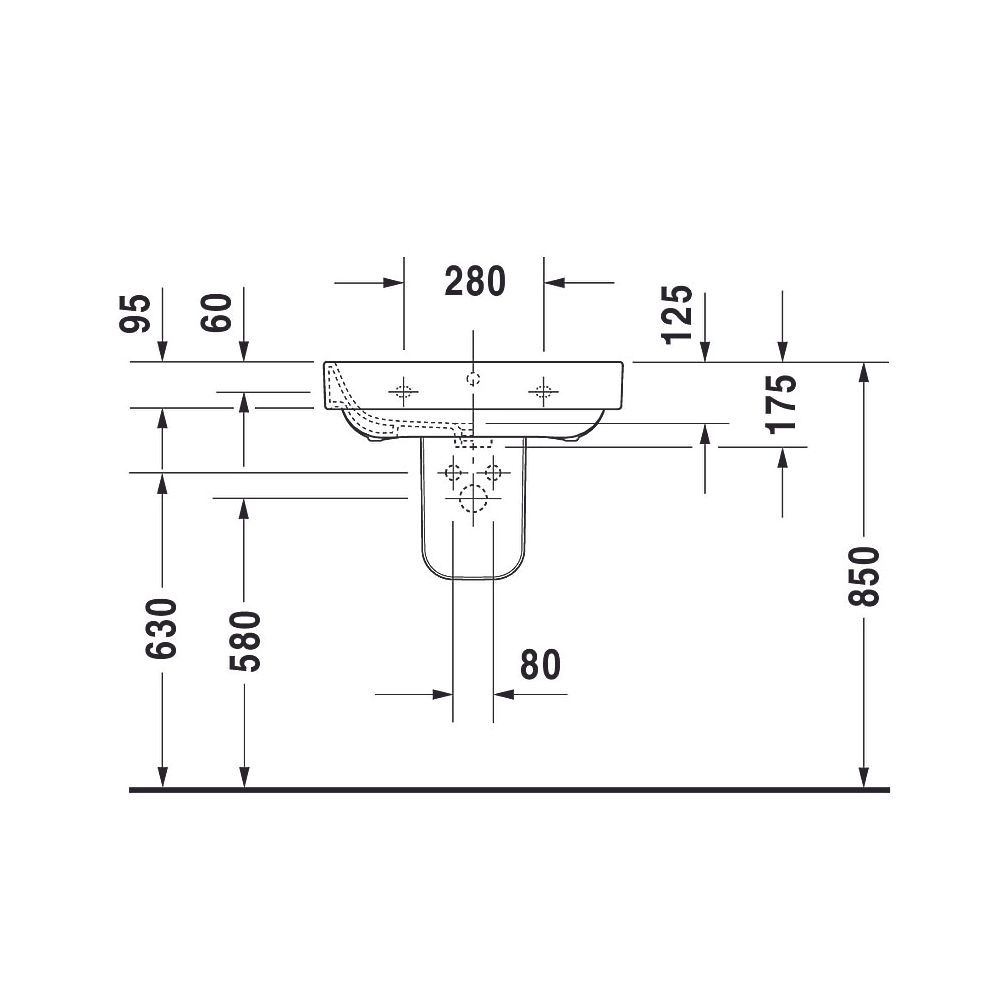 Duravit Happy D.2 Waschtisch 475x600x175mm wandhängend Weiß Hochglanz, Rechteckig,... DURAVIT-23166000001 4021534848797 (Abb. 8)