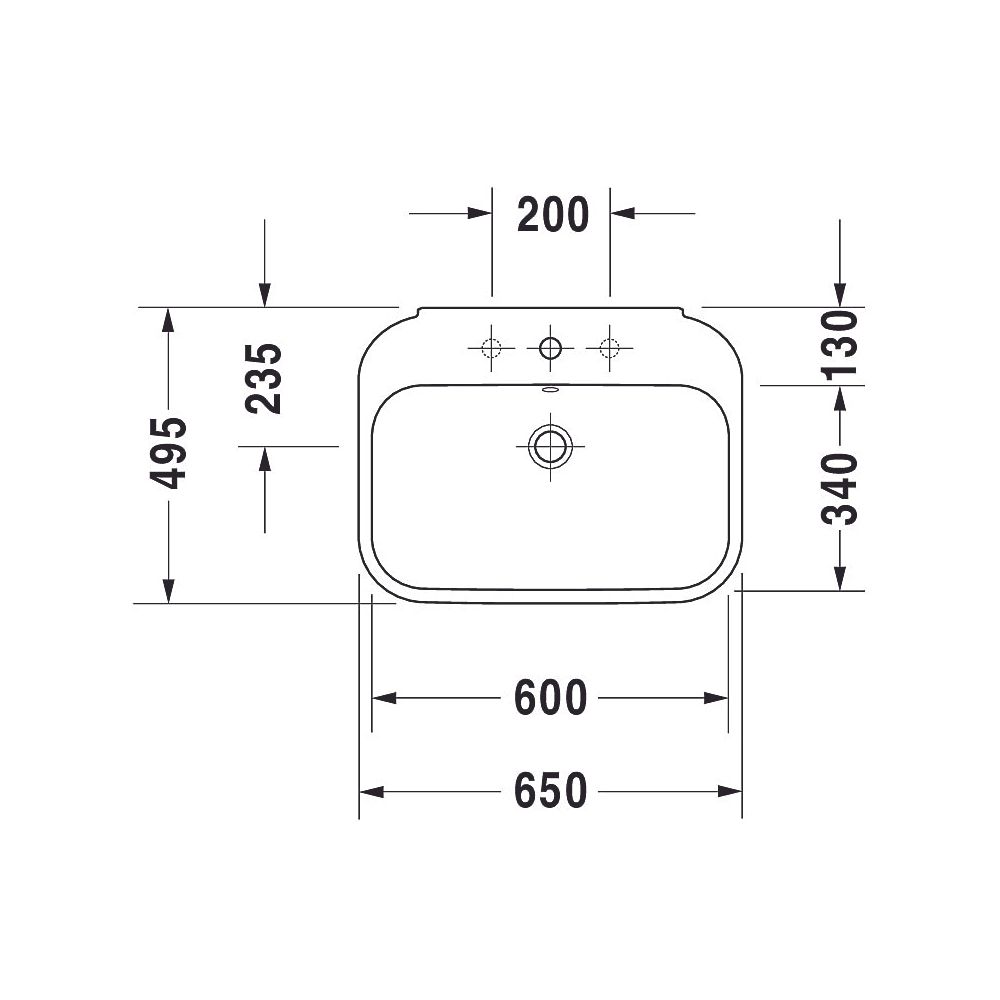 Duravit Happy D.2 Waschtisch 495x650x175mm wandhängend Weiß Hochglanz, Rechteckig,... DURAVIT-23166500001 4021534848728 (Abb. 5)