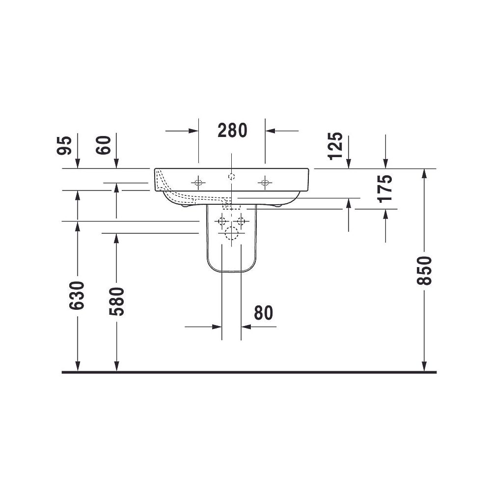 Duravit Happy D.2 Waschtisch 495x650x175mm wandhängend Weiß Hochglanz, Rechteckig,... DURAVIT-23166500001 4021534848728 (Abb. 7)