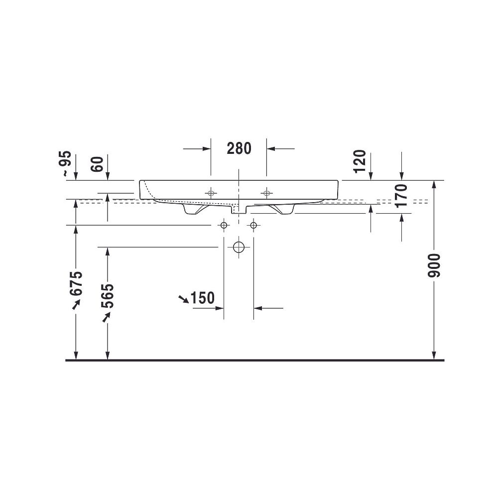 Duravit Happy D.2 Waschtisch 505x1000x170mm, WonderGliss, Weiß Hochglanz, Rechteck... DURAVIT-23181000271 4021534861376 (Abb. 8)