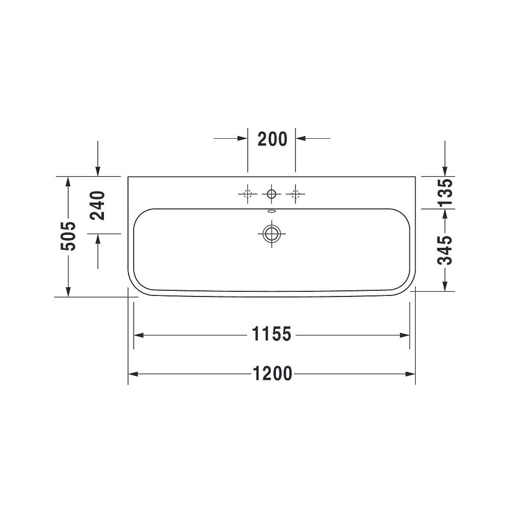 Duravit Happy D.2 Waschtisch 505x1200x170mm, WonderGliss, Weiß Hochglanz, Rechtec... DURAVIT-23181200261 4021534954764 (Abb. 10)