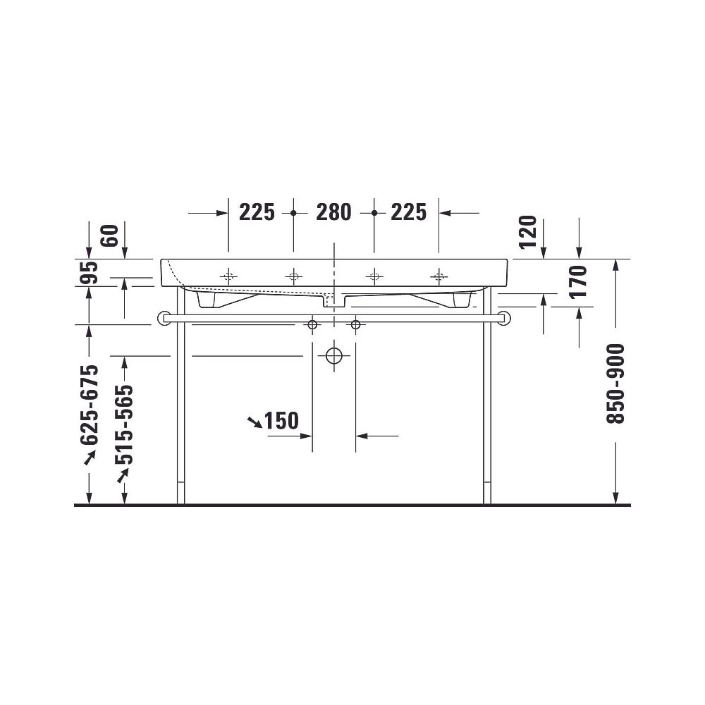 Duravit Happy D.2 Waschtisch 505x1200x170mm, WonderGliss, Weiß Hochglanz, Rechtec... DURAVIT-23181200261 4021534954764 (Abb. 14)