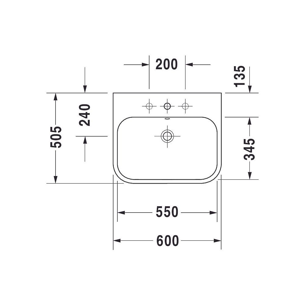 Duravit Happy D.2 Waschtisch 505x600x170mm, WonderGliss, Weiß Hochglanz, Rechtecki... DURAVIT-23186000001 4053424119519 (Abb. 7)