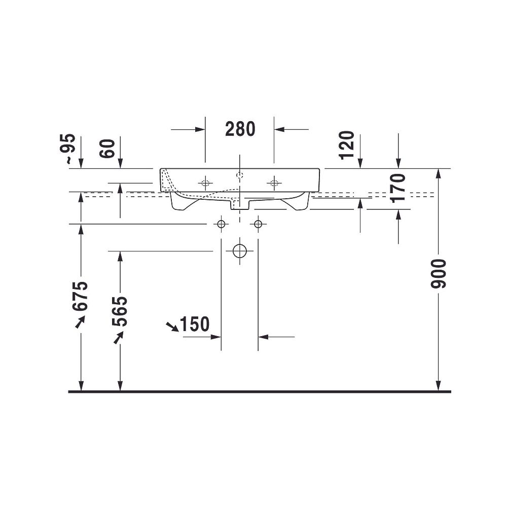 Duravit Happy D.2 Waschtisch 505x650x170mm, Weiß Hochglanz, Rechteckig, 1 WP/HL mit... DURAVIT-2318650027 4021534861321 (Abb. 7)
