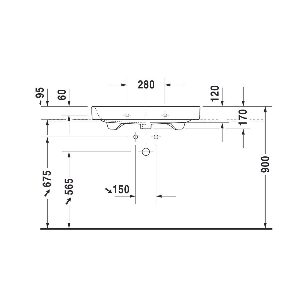 Duravit Happy D.2 Waschtisch 505x800x170mm, WonderGliss, Weiß Hochglanz, Rechtecki... DURAVIT-23188000001 4021534855986 (Abb. 8)