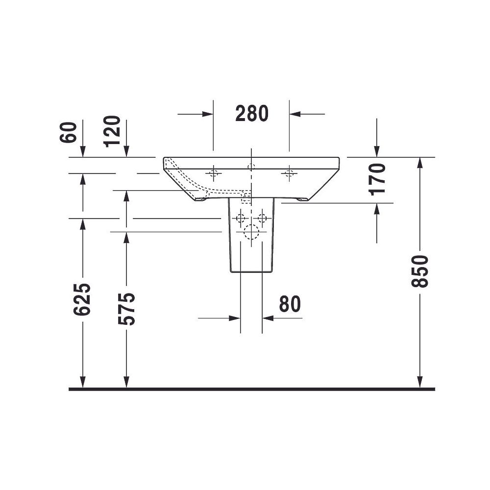 Duravit DuraStyle Waschtisch 440x650x170mm wandhäng., Weiß Hochglanz, Rechteckig, ... DURAVIT-2319650000 4021534851063 (Abb. 14)