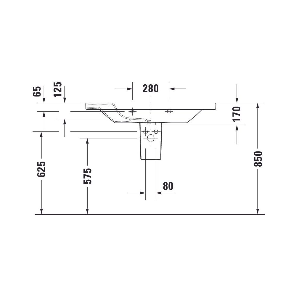 Duravit DuraStyle Waschtisch 480x1000x170mm, Weiß Hochglanz, Rechteckig, 1 Waschpl... DURAVIT-2320100000 4021534851100 (Abb. 25)