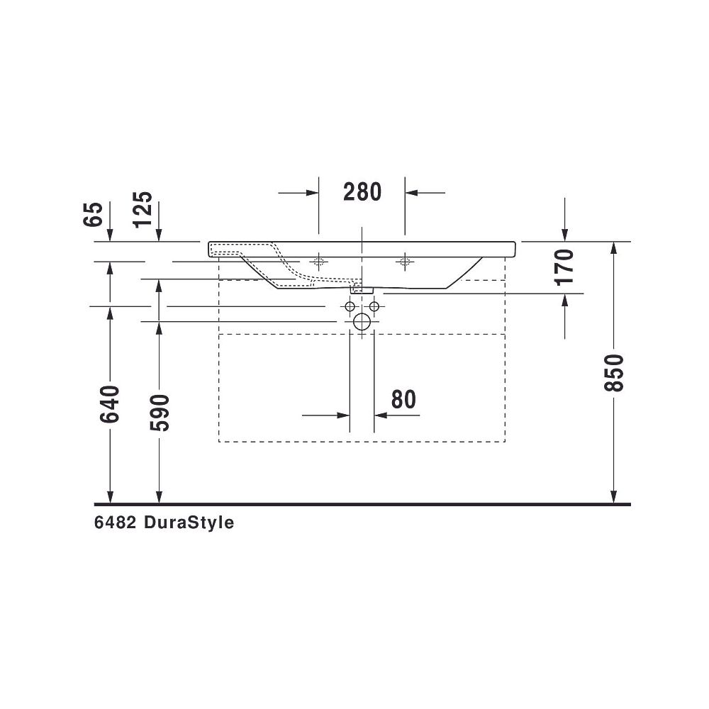 Duravit DuraStyle Waschtisch 480x1000x170mm, Weiß Hochglanz, Rechteckig, 1 Waschpl... DURAVIT-2320100000 4021534851100 (Abb. 27)