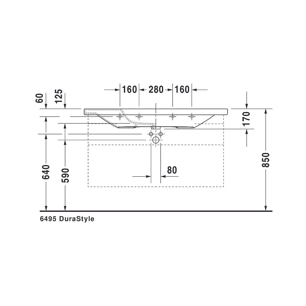 Duravit DuraStyle Waschtisch 480x1200x170mm, Weiß Hochglanz, Rechteckig, 1 Waschpl... DURAVIT-2320120000 4021534904325 (Abb. 11)