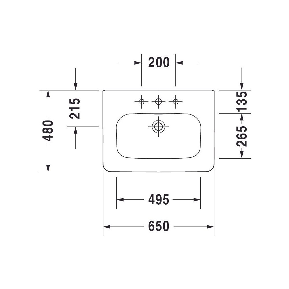 Duravit DuraStyle Waschtisch 480x650x165mm, Weiß Hochglanz, Rechteckig, 1 Waschpla... DURAVIT-2320650000 4021534854316 (Abb. 14)