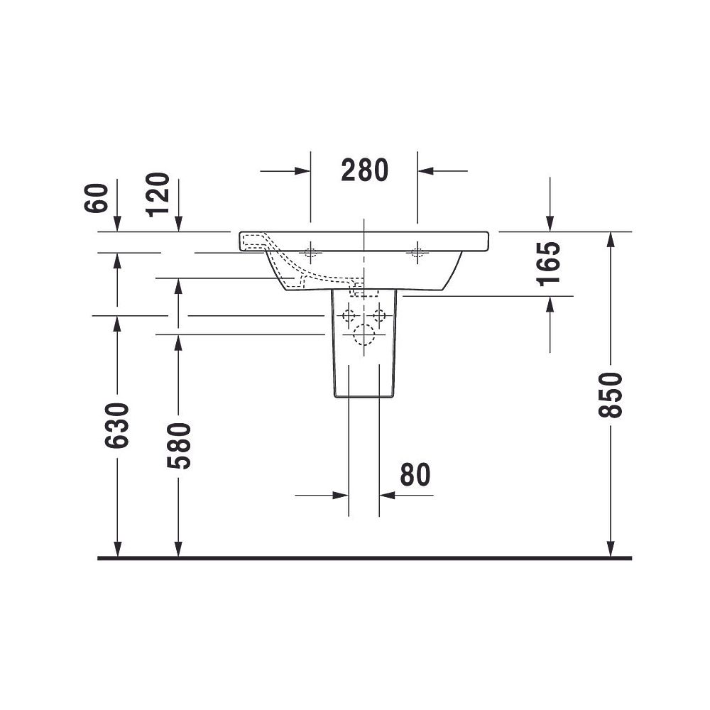 Duravit DuraStyle Waschtisch 480x650x165mm, Weiß Hochglanz, Rechteckig, 1 Waschpla... DURAVIT-2320650000 4021534854316 (Abb. 16)