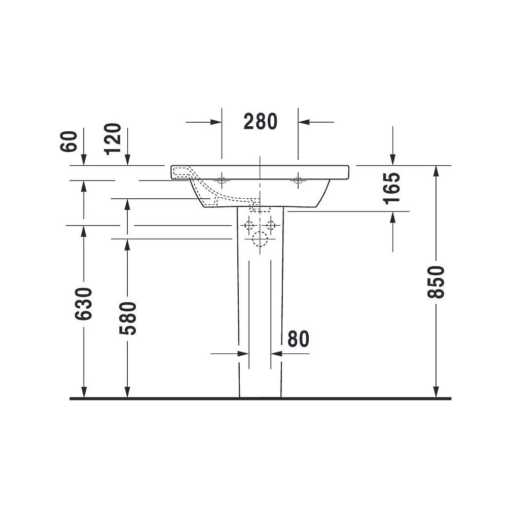 Duravit DuraStyle Waschtisch 480x650x165mm, Weiß Hochglanz, Rechteckig, 1 Waschpla... DURAVIT-2320650000 4021534854316 (Abb. 17)